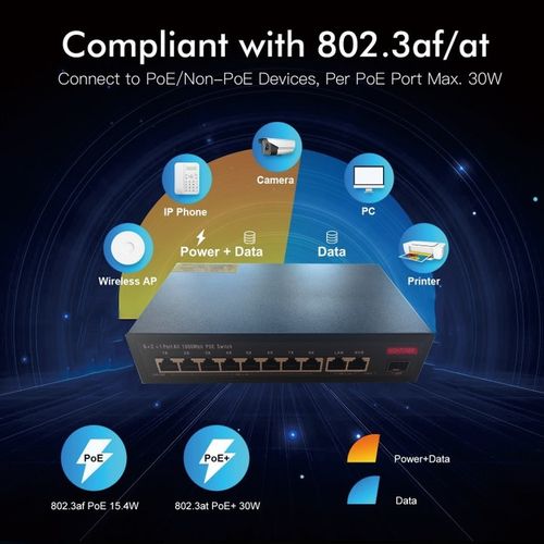 Switch POE 8xPoe100Mb/s 2xUplink1Gb/s do kamer IP na Arena.pl