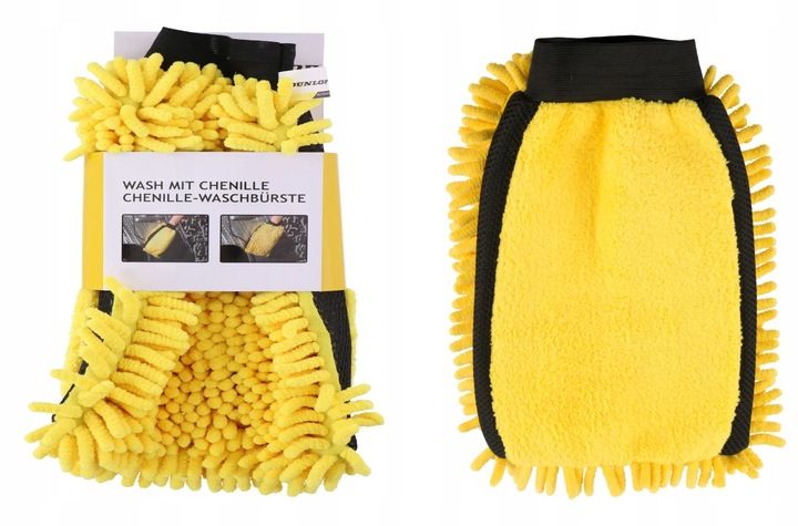 Rękawica do mycia auta samochodu z mikrofibrą frędzlami DUNLOP 2w1 zdjęcie 1