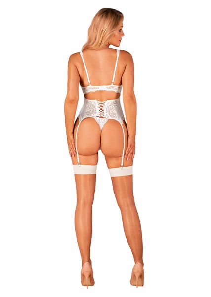 Erotyczne Zdobione Pończochy - Obsessive S814 Biała Manszeta L/XL zdjęcie 4