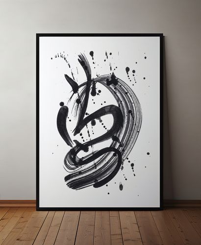 Plakat mazy czarna farba 50x70 cm w czarnej ramie na Arena.pl