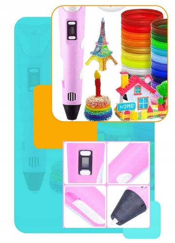 DŁUGOPIS 3D DLA DZIECI magiczny DRUKARKA 3D PEN RÓŻOWY + WKŁAD 9M na Arena.pl