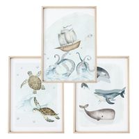 ZESTAW 3 szt. Plakaty Obrazki do Pokoju Dziecięcego OCEAN A3