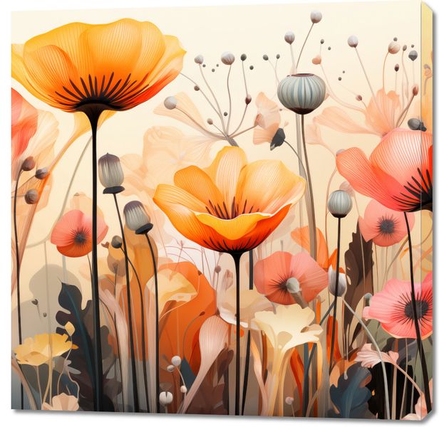 Obraz 100x100cm Taneczne Maki zdjęcie 1