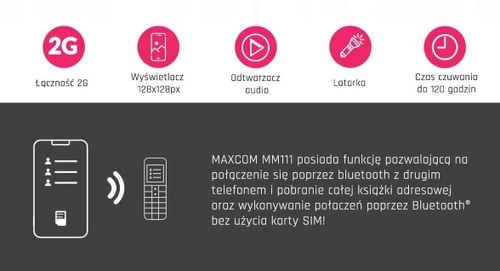 Telefon komórkowy Maxcom MM111 Słuchawka Bluetooth na Arena.pl