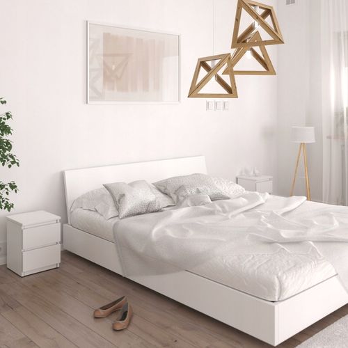 Szafka Nocna 2 szt. Biała 30cm SZAFKI NOCNE ZESTAW 2 Szuflady Mat na Arena.pl