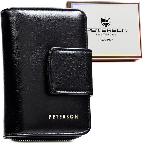 elegancki, mały portfel damski ze skóry ekologicznej w czarnym kolorze na Arena.pl