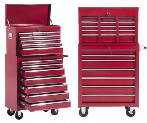 Wózek Narzędziowy 16 Szuflad 61,5 x 33 x 113 cm - Czerwony na Arena.pl