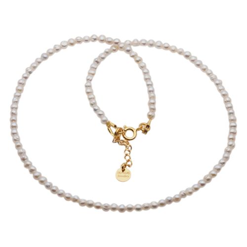 Naszyjnik - Białe Perły hodowane i srebro złocone na Arena.pl