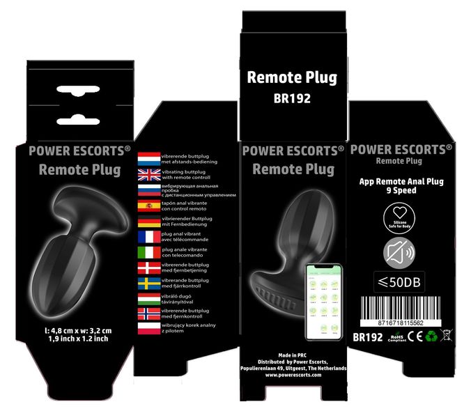 Power Escorts - Br192 - Remote Vibrating Plug - App Controled - Silicone zdjęcie 8