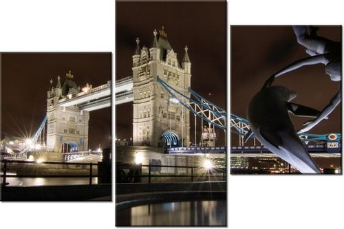 60 90CM OBRAZ 3 ELEM FONTANNA TOWER BRIDGE ŚCIENNY DRUK PŁÓTNO na Arena.pl