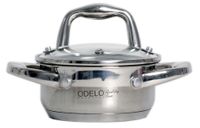 GARNEK Z POKRYWĄ SZKLANĄ 0,6 L 12 CM STALOWY VELIO GRUBE DNO INDUKCJA