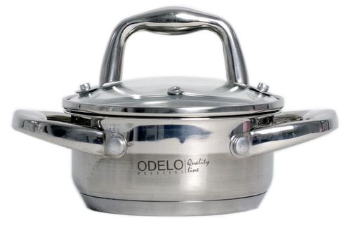 GARNEK Z POKRYWĄ SZKLANĄ 0,6 L 12 CM STALOWY VELIO GRUBE DNO INDUKCJA na Arena.pl