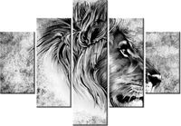 70 100CM OBRAZ 5 ELEM GŁOWA LWA DRUK PŁÓTNO