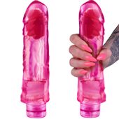 POKAŹNY WIBRATOR ŻELOWY Gruby Penis, Wielkie Dildo RÓŻOWY