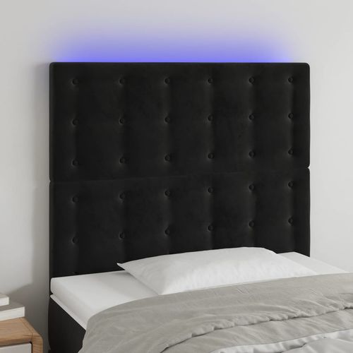 Zagłówek do łóżka z LED, czarny, 80x5x118/128 cm, aksamit na Arena.pl