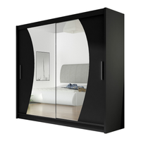 Szafa przesuwna Bega IX z lustrem 180cm - pojemna garderoba - CZARNY