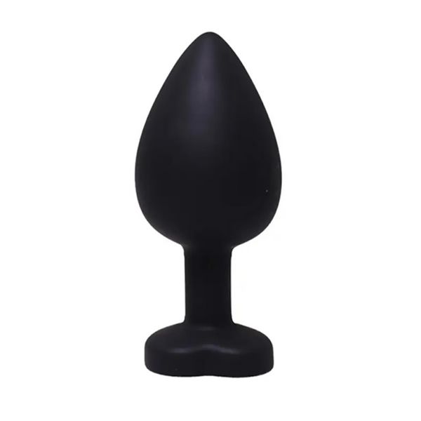 Black Large Heart-Shaped Butt Plug With White Crystal zdjęcie 2