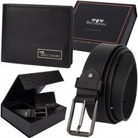 Zestaw prezentowy męski skórzany pasek portfel pudełko premium Beltimore
