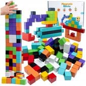 KLOCKI MAGNETYCZNE KONSTRUKCYJNE 3D KOSTKI SZEŚCIANY KOLOROWE MAGNESY 96
