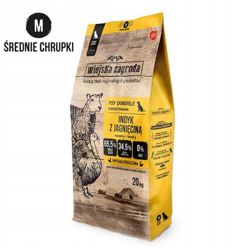 Wiejska Zagroda Karma sucha dla psa INDYK z JAGNIĘCINĄ Średnie rasy M 20kg na Arena.pl