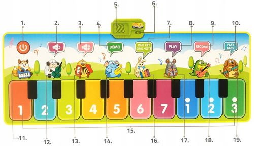 MATA MUZYCZNA DO TAŃCZENIA DLA DZIECI INTERAKTYWNA 130 cm PIANINKO NAGRYWA na Arena.pl