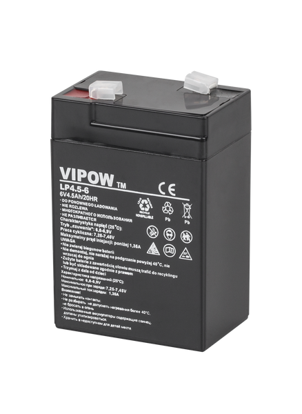 BAT0200 Akumulator żelowy VIPOW 6V 4.5Ah zdjęcie 1