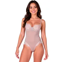 passion zovel body l/xl jasnoszary z koronką i fiszbinami