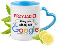 Dla Przyjaciela Kubek Błękitny Z Uszkiem W Kształcie Serca Na Prezent