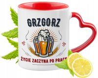 Dla Grzegorza Kubek Czerwony Z Uszkiem W Kształcie Serca Na Prezent