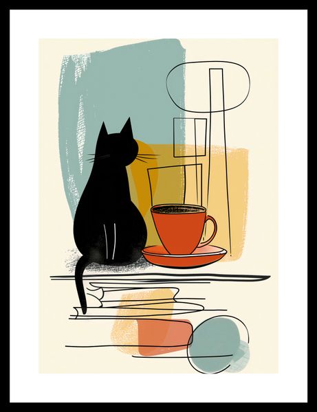 Plakat 25x35cm Kot i Kawa zdjęcie 3