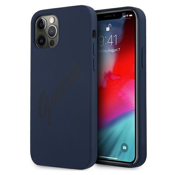 Guess GUHCP12LLSVSBL iPhone 12 Pro Max 6,7" niebieski/blue hardcase Script zdjęcie 1