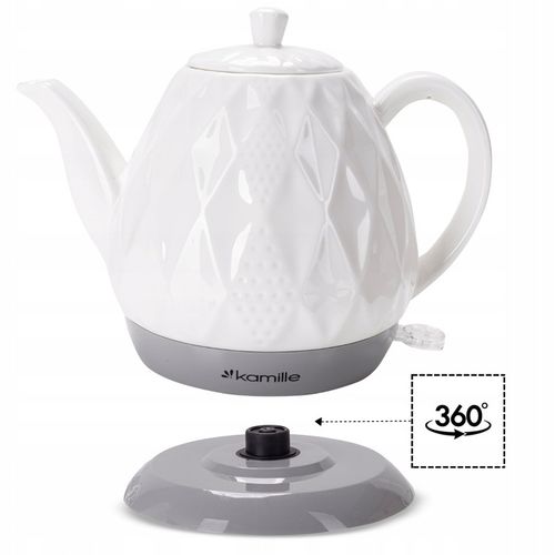 CZAJNIK ELEKTRYCZNY BEZPRZEWODOWY CERAMICZNY KAMILLE 1200 W 1,5 L na Arena.pl