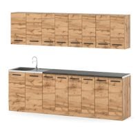 Meble Kuchenne Drewniane 2.6m Vero Kuchnia Modułowa Nowoczesna Dąb Wotan