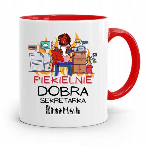 Kubek Czerwony Dla Piekielnie Dobrej Sekretarki Z Nadrukiem Ze Zdjęciem na Arena.pl