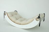 Bujak Montessori Drewniany dla Dziecka L + poduszka welurowa beżowa