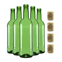 15x Butelka na wino 750 ml BORDEAUX ZIELONA z korkiem aglomerowanym