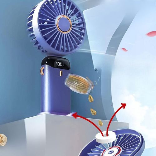 WENTYLATOR RĘCZNY LED 5 PRĘDKOŚCI WIATRAK MINI CICHY SKŁADANY PODRÓŻNY na Arena.pl