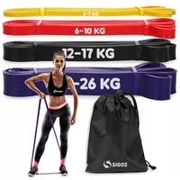 ZESTAW GUMY OPOROWE do Ćwiczeń Taśmy 4 szt. + ETUI MOCNE POWER BAND Fitness