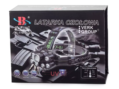 Latarka czołowa bailong cree xm-l t6 7 x led uv na Arena.pl