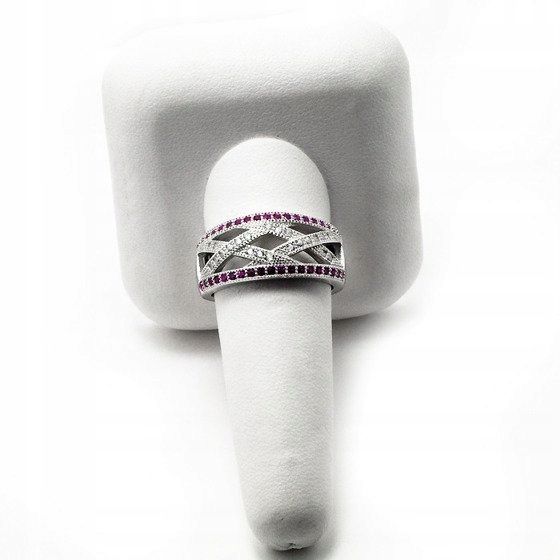 Srebrny Pierścionek z Rubinowymi Cyrkoniami zdjęcie 5