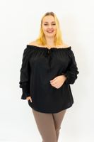 Czarna Bluzka Hiszpanka z Połyskiem Długi Rękaw UNI