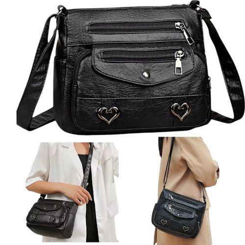 Torebka Damska MAŁA CZARNA na Ramię W serca Pojemna Kuferek Dużo Kieszonek na Arena.pl