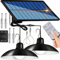 LAMPA SOLARNA zewnętrzna ogrodowa wisząca z pilotem Dwie lampy LED