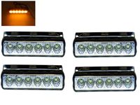 zestaw 4 x Lampa LED ostrzegawcza błyskowa 16 cm 12v 24v pomarańczowa