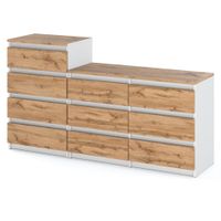 Komoda 10 Szuflad Szafka Salon Sypialnia Nowoczesna 160cm Biały Dąb Wotan