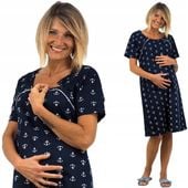 KOSZULA NOCNA do karmienia i porodu ciążowa piżama tunika na guziczki