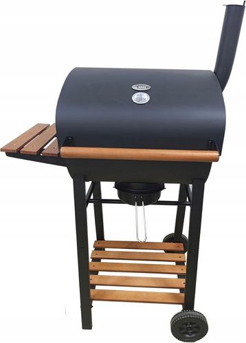 Grill węglowy na kółkach beczka otwierany z rusztem żeliwnym termometr stal na Arena.pl