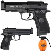PISTOLET METALOWY NA KULKI BERETTA ASG IMITACJA BRONI NA KULKI 6MM REPLIKA