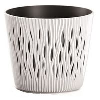 doniczka okrągła + wkład sandy round - 16xh14cm - biała