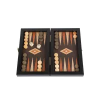 Podróżny Backgammon Manopoulos – Wenge z Diamentowym Wzorem – Mini 20x12 cm